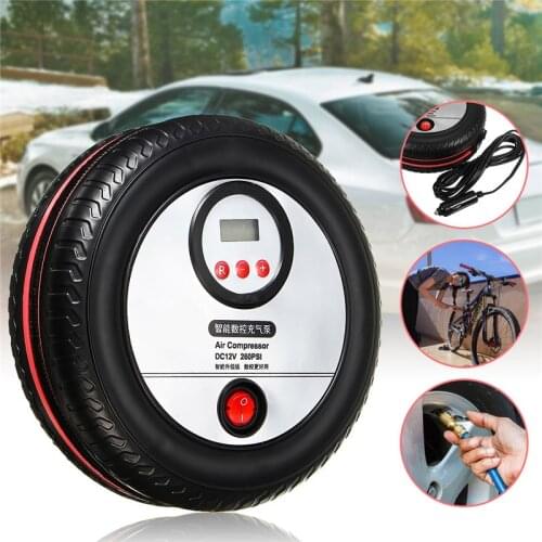 Car Air Pump 260PSI DC 12V Portable Electric Mini Inflatable Compressor Car Auto Pump LCD Display Motorcycle Tyre Inflator Pump