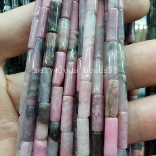 Free Shipping Beautiful jewelry 4x13mm Rhodonite Cylinder Women Men Spacers Loose Beads G7262