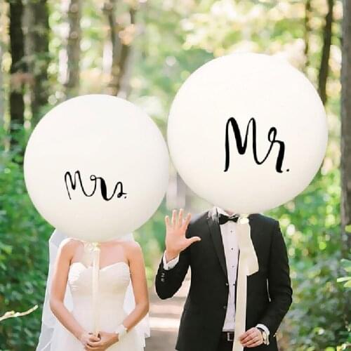 Big Size 36inch Mr Mrs White Latex Balloons for Wedding Party Bridal Bride to be Engaged Party Air Globos Wedding Balloon Decor