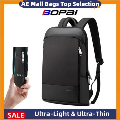 BOPAI Business Casual Backpack Slim Laptop 15.6 Inch Pack Office Work Men Women Anti Theft Unisex Black Thin Light Backpacking