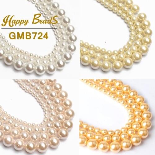 Natural Shell Pearl Beads White Pink Round Loose Beads For Jewelry Making Diy Bracelet Jewellery 15'' 2/3/4/6/8/10/mm Wholesale