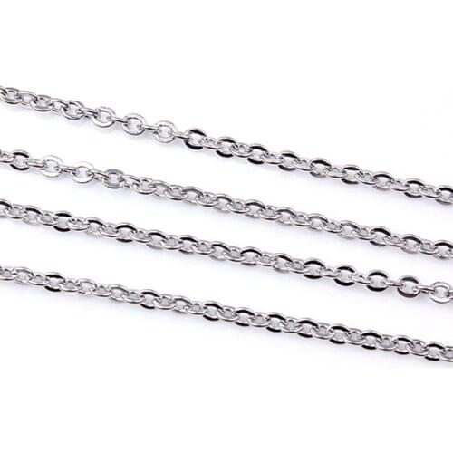 Kraft-beads Classic Stainless Steel Lobster Clasp Link Chain Unisex Necklace Jewelry Chains Width 2 mm Length 50 cm