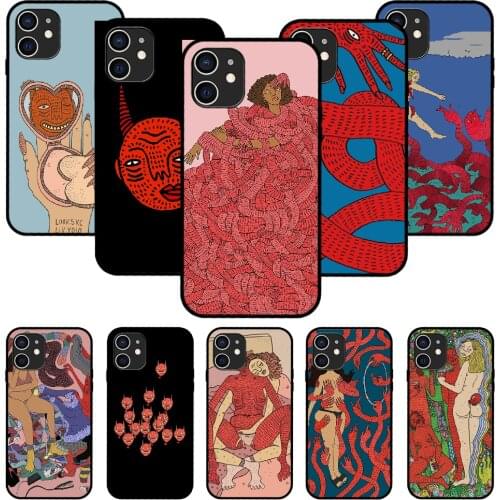 For iPhone 11 12 8 Plus Mini Pro X XR XS Max 4 5 7 6 6S 8 SE Phone Case Black Cover Coque Luxury Art Illustration Polly Nor