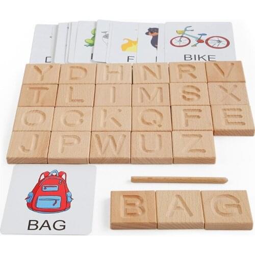 Children Early Education Toys Calligraphy Groove English Letter Cards Descriptive Alphabet Tracing Board