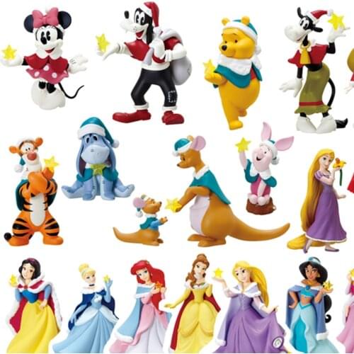 Disney Winnie The Pooh The Princess Mickey Minnie Mouse Tiger Piglet Action Figure Toys Kawaii Collection PVC Doll Toys For Kids