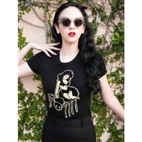 Step into my parlor Witch spider art Gothic t-shirt women graphic funny 100% Cotton grunge Fashion unisex hipster tee top tshirt