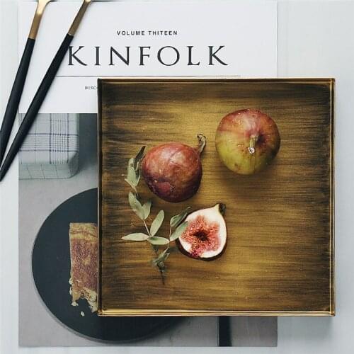 Creative Metal Storage Trays Retro Style Hexagon Multi-function Elegant Luxury Golden Desktop Plates Decoration Jewelry Tray