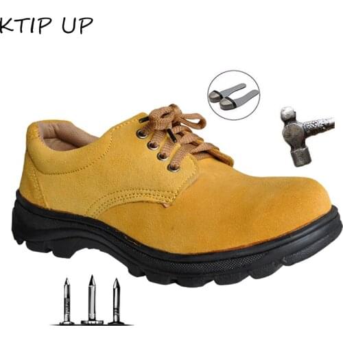 Indestructible Shoes Men Cow Leather Safety Shoes Steel Toe Men Breathable Work Shoes Construction Protective Footwear Men Shoes