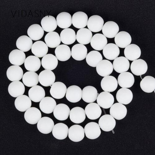 Natural Stone Dull Polished White Jaspers Beads For Jewelry Making 4 6 8 10 12mm Matte Round Beads Diy Necklace Bracelet 15