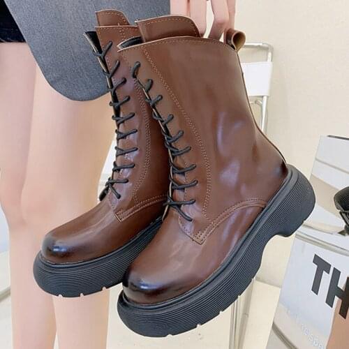 Fashion 2021 Women Martin Boots Autumn Winter New Female Round Toe Platform Zipper Shoes Ladies Ankle Short Motorcycle Boots