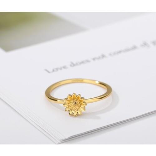 Fashion Sunflower Rings For Women Opening Gold Color Stainless Steel Ring Flower Accessories Women Gift For MotherS Day