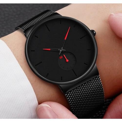New Top Luxury Business Mens Watch Fashion Men Ultra-thin Stainless Steel Waterproof Quartz Watch Simple Couple Gift Watch 2020
