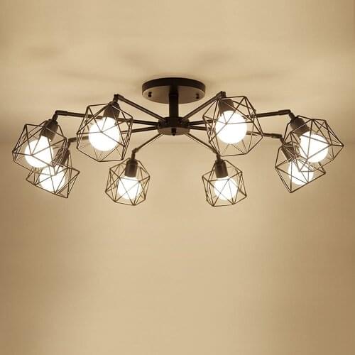 Modern Simple Nordic Living Room Ceiling Lamps Iron Cage Art Bedroom Ceiling Lights Dining Room Ceiling Lighting Fixtures