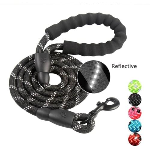 150CM Nylon Large Dog Reflective Traction Rope Durable Walking Training Pet Big Dog Collar Harness Round Medium Dog Leash