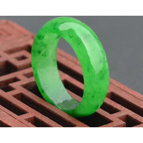 Drop Shipping Womens Finger Ring Natural Green Grade AAA Jadeite Jade Rings Gift for Men Fashion Jewelry