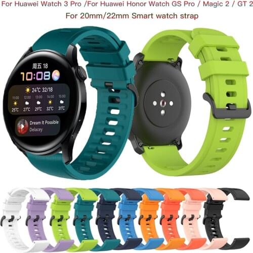 20mm 22mm Sport Silicone Band Strap For Huawei Watch 3 Pro Watchbands Bracelet For Huawei Honor Smart Watch GS Pro/Magic 2/GT 2