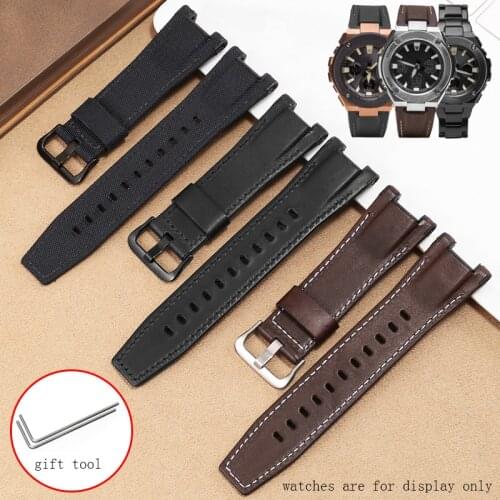 Yopo Genuine Leather Strap Special Interface Bracelet Suitable For Casio GST-S130 110 120 W300 200 100 Nylon Wristband