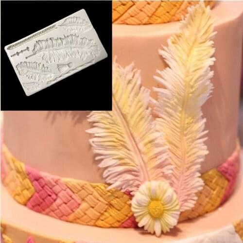 1PC Big Feather Fondant Silicone Mold Pastry Cooking Tools Chocolate Baking Mold Cake Decorating Tools D012