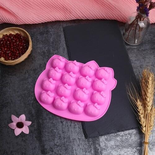 16 holes Cartoon Cat Head Silicone Cake Mold Fondant Cake Decorating Tools Ice Pudding Mould Soap Mold