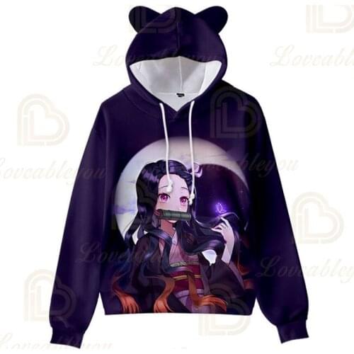 2020 Hoodie Sweatshirt for Women Kawaii Cat Ears Cute Hip Hop Harajuku Streetwear Boys Girls Sportswear Overcoats
