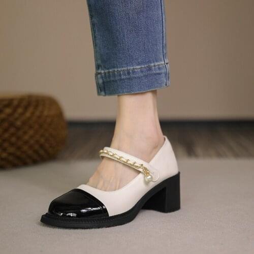 Sexy Shoes Woman Heels 2021 Spring Fashion Women Genuine Leather High Heels Pumps Mary Janes Party Women Shoes