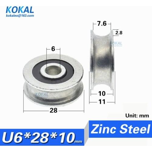 [U0628-10J]10PCS U groove chrome steel zinc plated non-standard ball bearing wheel roller 626 606 type grooved metal bearing 28