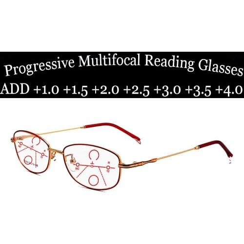 Titanium Frame Anti Blu Light Ultralight Progressive Reading Glasses for Business Women+1.0 +1.5 +1.75 +2.0 +2.5 +3 +3.5 +4