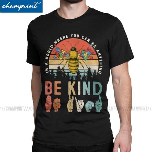 In A World Where You Can Be Anything Be Kind Bee Autism T-Shirts Men Autismo Autistic Awareness Vintage Tee Shirt 6XL Tops