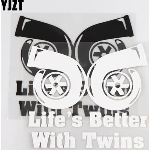 YJZT 14.2×12.2CM Lifes Better With Twins Vinyl Decal Car Sticker Cartoon Fashion Turbo Black/Silver 4C-0447