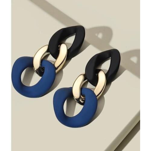 2021 new exaggerated retro bohemian big chain earrings colorful chain dangle earrings women gift accessories wholesale