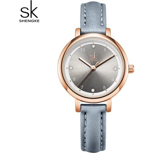 Shengke Women Watches Slim Leather Strap Mini Dial Japanese Quartz Movement Elegant Relogio Feminino Gift Watch Reloj Mujer