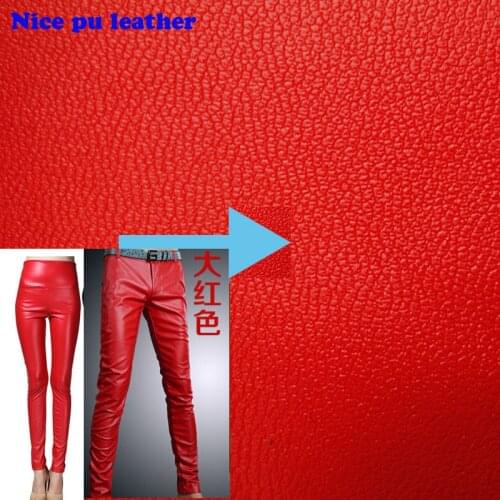 137*45cm 1pcs Red Faux Leather Fabric,Pu Leather Fabric,Synthetic Artificial Fabric For Diy Sewing Quilting Pants&Dress&Clothes