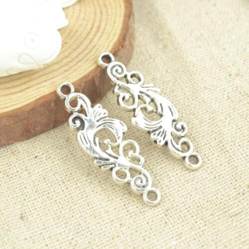 15 Pcs 36*12 mm Antique Silver color Tone Flower connector Charms DIY Jewelry Making 2536