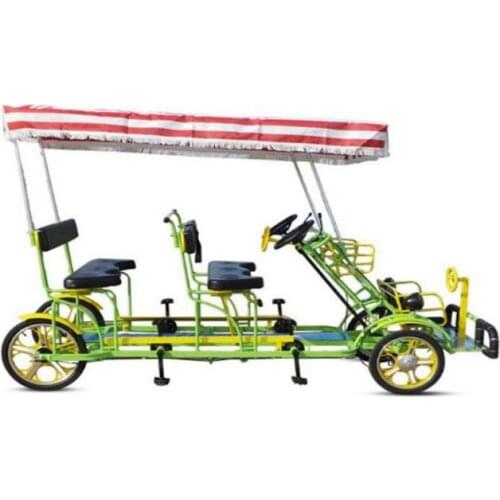 2pcs/lot 4 Seater Pedal Adult Tourist Tricycle Cargo Bike Road Tandem Rickshaw Surrey Sightseeing Bicycle