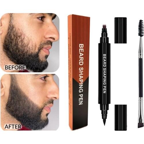 2-in-1 Beard Pencil Filler Set for Men Beard Patchy Mustache Filling Pen Two-Headed Brush Mustache Repair Styling Accessories