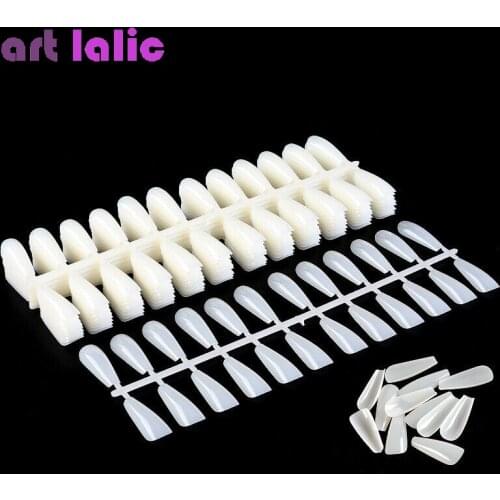 240Pcs Natural False Coffin Nail Tips Ballet T-Shaped Fake Full Cover Nail Art Gel Polish UV Tools Manicure Accesories