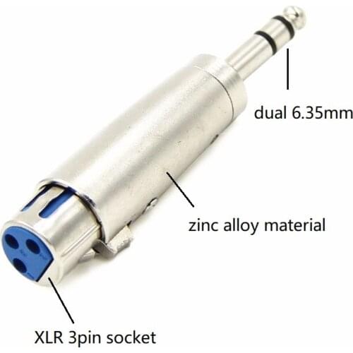 5pcs/lot Silver Colored 3Pin XLR Female To 1/4" 6.35mm Male Stereo Jack Lead Audio Connector