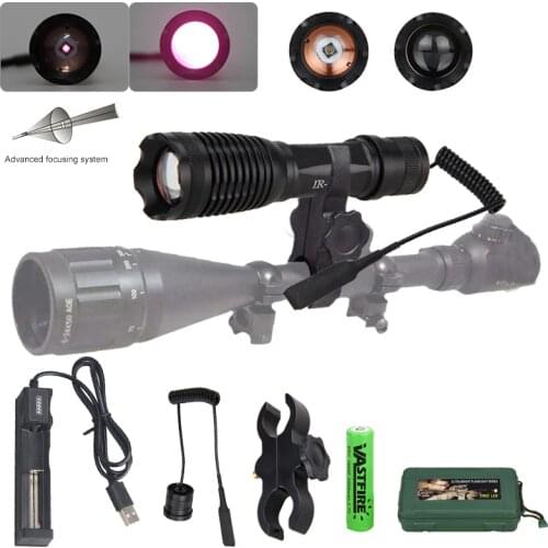 5w IR 940nm Zoomable Weapon Gun Light Night Vision Infrared Radiation Focus Hunting Flashlight Rifle Scope Airsoft Mount Switch