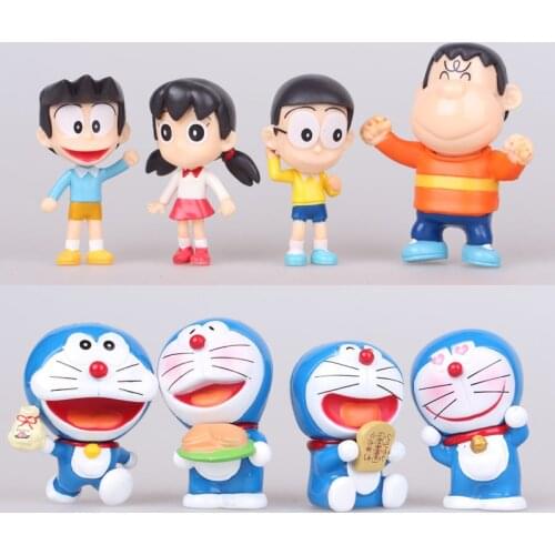 8pcs/lot Carton Japan Anime Doraemon PVC Action Figure Model Doll Toys For Kids Gifts