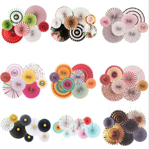 8pcs/lot Grey Gold Black Wheel Tissue Paper Fans Flowers Balls Lanterns Party Decor Craft For Birthday Party Wedding Decoration