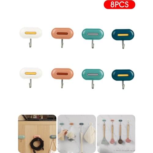 8Pcs Wall Self Adhesive Hooks Hangers Organizers Holders for Kitchen Bathroom Shower Office Free Wall Mounted Multifunction Hook