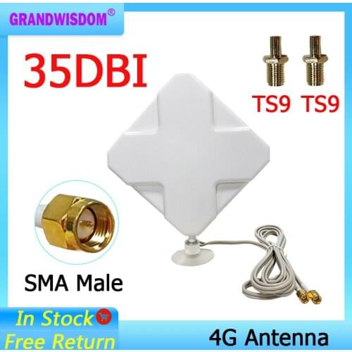 3G 4G Antenna 35dBi 2m Cable LTE Antena 2 * SMA connector for 4G Modem Router +Adapter SMA Female to TS9 Male connector