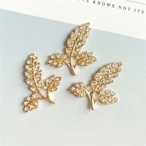 50pcs Crystal Rhinestone Applique Leaves Leaf Fashion Hairpin Hair Clip Flatback Accessories Brooch Bag Buckle Embellishment Art