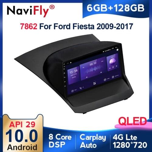 6GB+128GB Octa Core QLED 1280*720 Android 10.0 Car Radio Navigation GPS Player For Ford Fiesta Mk 6 2008 - 2019 No 2 Din DVD