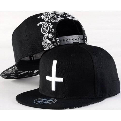 Embroidery Cross Snap Back Baseball Cap Teenagers Flat Brim Girls Young Man Summer Spring Baseball Hat