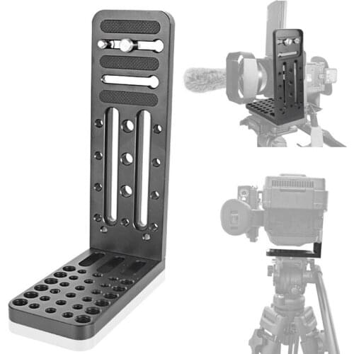 L Shape Aluminum Alloy Quick Release Plate with 1/4 3/8inch Screw Holes Photography Tripod Head Mount Holder for DSLR Cameras