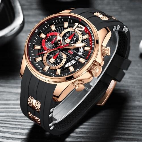 MINI FOCUS Watches Men Silicone Sports Quartz Watch Luxury Brand Chronograph Fashion Waterproof Luminous Clock Relogio Masculino