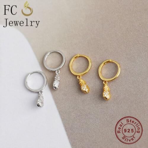 FC Jewelry 925 Silver Gold Color Fruit Pineapple Mix Zirconia Drop Earring For Teenagers Ear Accessories Wholesale 2020 Fashion
