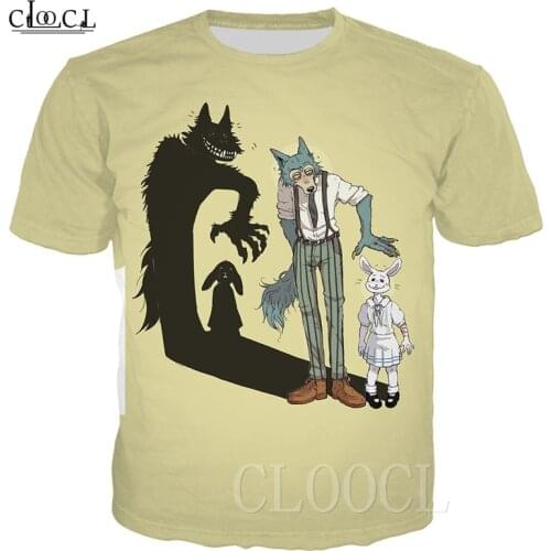 Cartoon Anime BEASTARS T Shirts Tee Harajuku Sweatshirts Pullovers 3D Wolf Deer Animal Print Men/Women T-shirt Oversized T Shirt