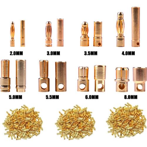 Hot sale 10Pair 2mm/3.0mm/3.5mm/4mm RC Battery Gold-plated Bullet Banana Plug High Quality Male Female Bullet Banana Connector
